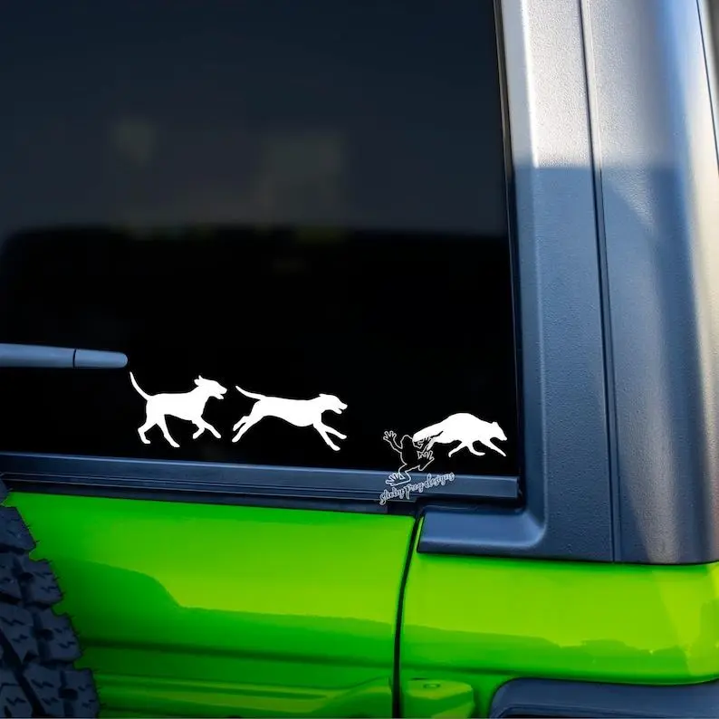 Hounds Chasing Coon Decal - Coon Hunting Decal for Cars & Trucks, Tumblers and More! - Coon Hunter Gift - Coonhound Vinyl Sticker