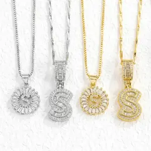 2 Pack 14K Gold Plated CZ Necklaces for Women, 26 Letters for Personalized Custom Name | Ideal Gift for Women|Perfect gift for birthdays, anniversaries, family and your loved ones, Graduation Gifts | chains for sister | benji chain necklace