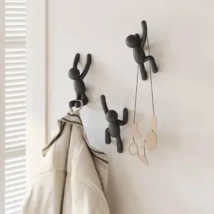 Multicolor Multiuse Wall Hanging Hook Black Color with Adjustable Hooks for Organizing Clothes and Accessories Hangable Organiser Plastic Set Decor Shelves