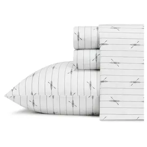 King Printed Pattern Percale Cotton Sheet Set Gray Kayak - Eddie Bauer