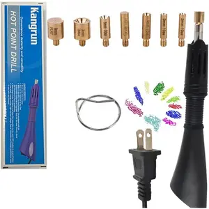 Hotfix Rhinestone Setter Applicator Hot Fix Wand Tool Kit with 7 Different SIzes Tips for Crafts Shoes Clothes Fabric Clothing Black