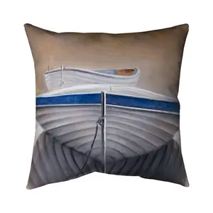 Begin Home Decor 5542-2020-CO52 20 x 20 in. Two Canoe Boats Marine Beige Outdoor Throw Pillow - Home Decor