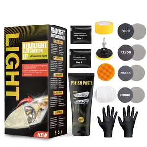 XPERTCHEMY Headlight Restoration Kit Uncharged Headlight Repair Set Featuring Protective Coating Comes with Polishing Papers And Polish Paste