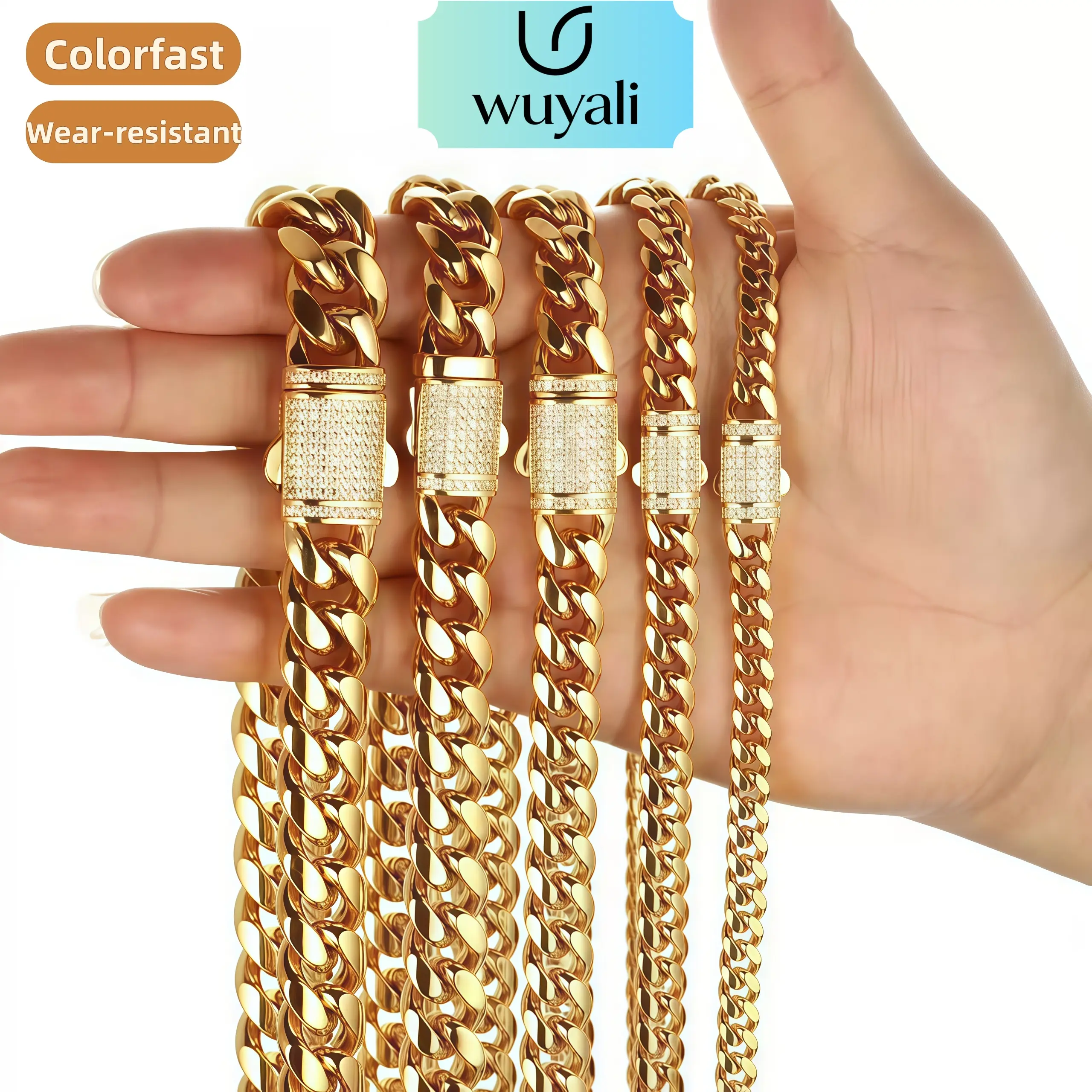 Stainless Steel Cuban Chain Link Necklace - Hip-Hop Style, High-Quality Fade-Resistant, Long Male Daily Necklace with Padlock, Ideal for Street Style & Boutique Fashion, Chain Link Necklaces