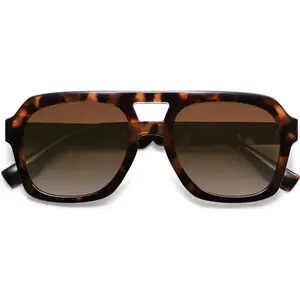 Retro Thick Polarized Aviator Sunglasses for Women Men, Large Trendy Bold Square Pilot Shades