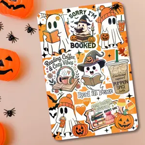 Cozy More Ghosts Fall Halloween Ghostie Holographic Cardstock Clear Case Insert for Kindle | Dark Romance Book Lover Gift | Bookish Stickers for Kindle | Gothic Kindle Decorating Accessories | Booktok Smartphone Aesthetic Cover | Spooky Season