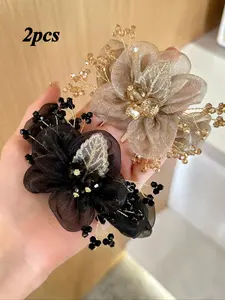 Handmade Women's Mesh Hair Scrunchie with Rhinestones, Elegant Hair Tie for Everyday Use, Stylish Ponytail Holder, Durable & Comfortable Design, Fashion Elastic Hair Accessory