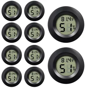 10 Pack Mini Hygrometer Thermometer - Digital Hygrometer Gauge LCD  Temperature Humidity Meter Indoor Room Round Humidity Temperature Gauge for Greenhouse  Kitchen