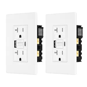 2 Pack 20AMP GFCI Outlet with 4.8A/24W Type A & Type C USB Charging Ports 2 Pack 20AMP GFCI Outlet with 4.8A/24W Type A & Type C USB Charging Ports