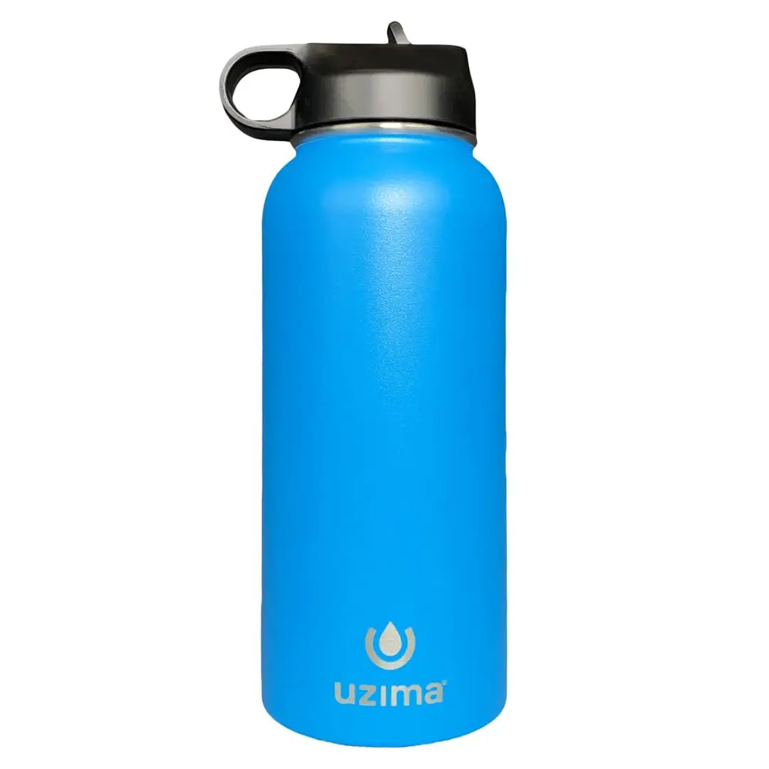 Uzima - Z-Source Filtered Water Bottle for Hiking, Backpacking, Camping, and Travel. Large 32oz Capacity with Double-Walled Stainless Steel Exterior.