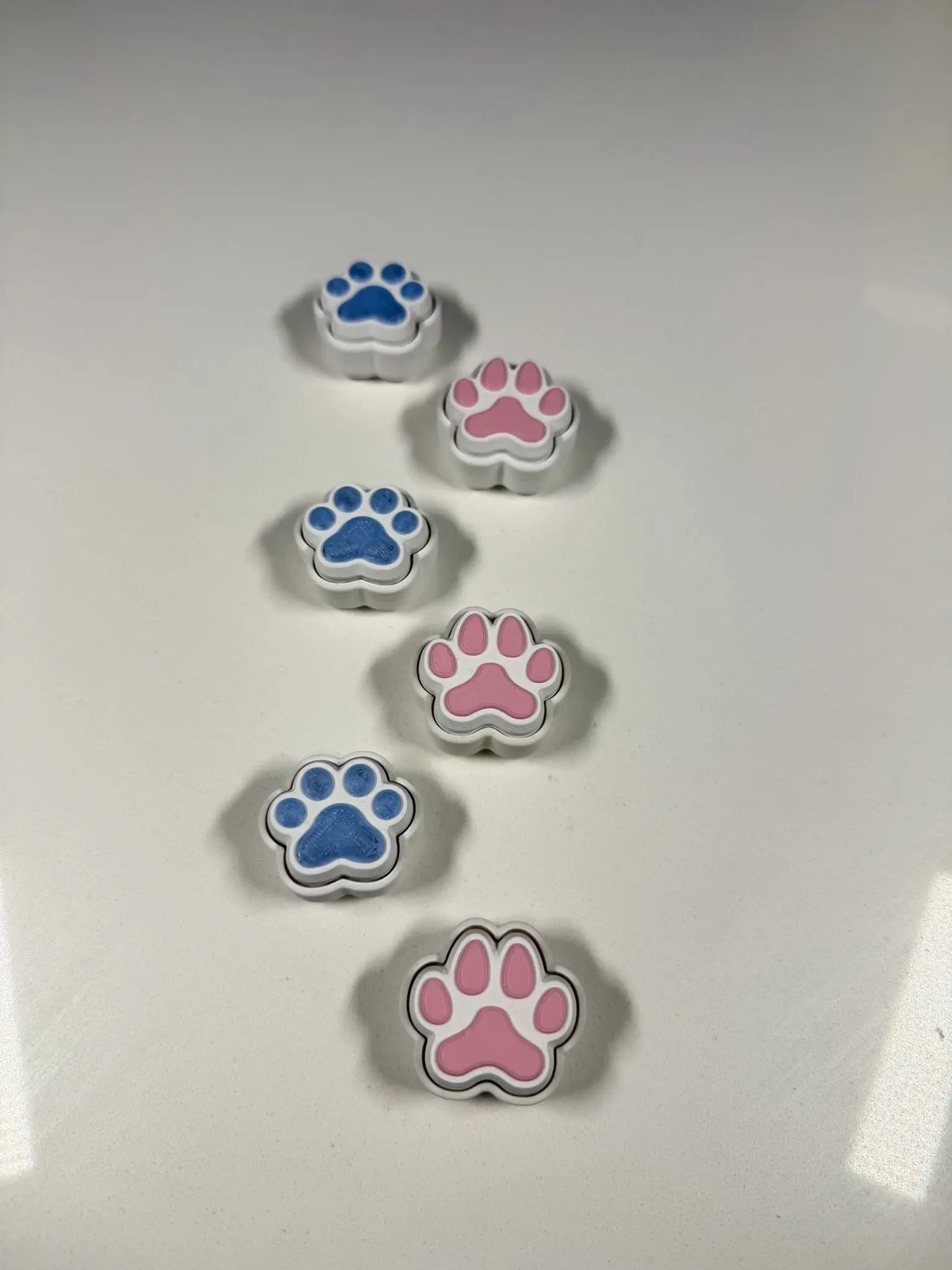 Paw Print Clicker Pack | 6 Piece Pet Lover Fidget Toy Set | 3D Printed Sensory Desk Toys