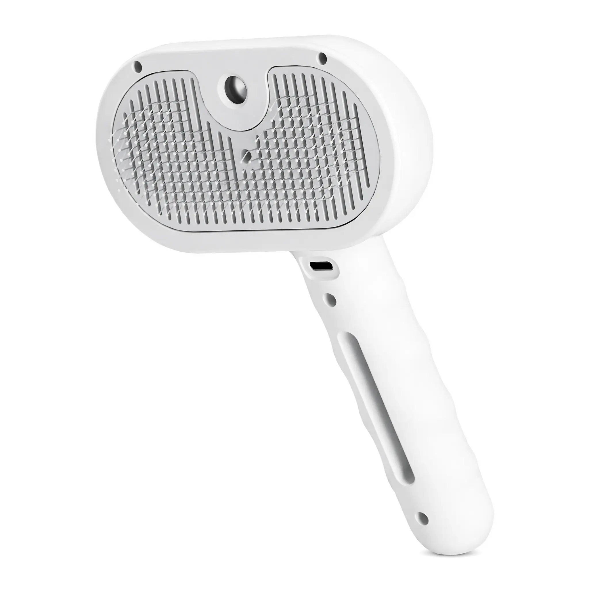 Small Animal Grooming Comb - Built-in Atomization Spraying Function Prevents Floating Hair Mess, Comfort Rounded Needle Tips Protect Pet Skin, USB-Rechargeable for Cordless Indoor & Outdoor Use