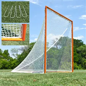 Lacrosse Practice Goal, 6'h x 6'w x 7'd Steel Frame, 4mm Knotless Nylon Net, Deluxe Lacrosse Goal with Lacing Cord