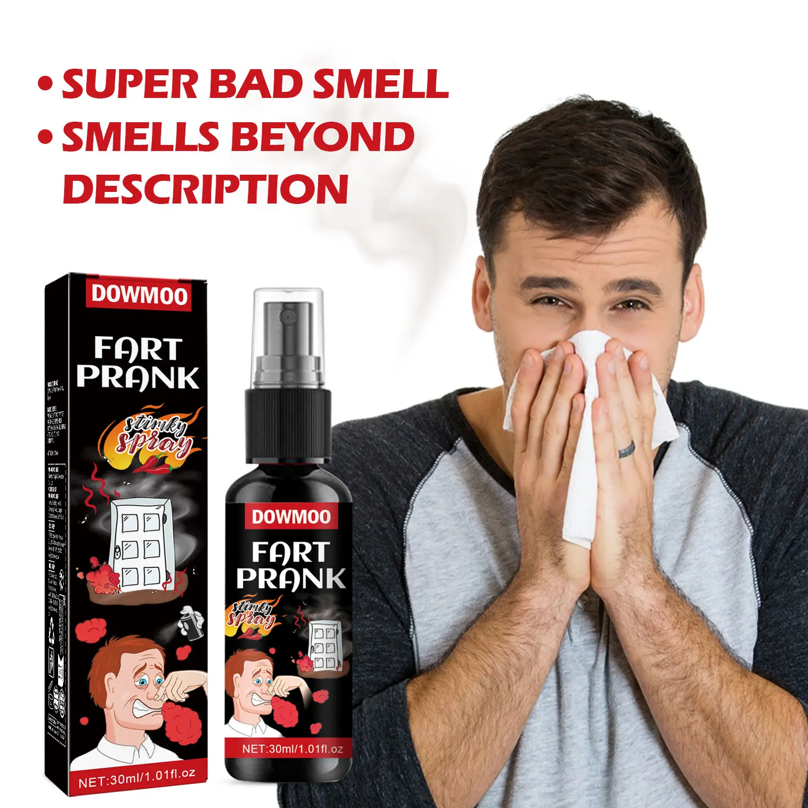 Dowmoo Pepper Fart Stink Prank Spray, Portable Liquid Nasty Odor Joke Prop, Must-Have Gag Toy for April Fools Day, Parties & Friend Pranks