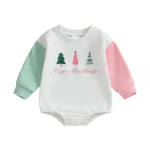 My First Christmas Baby Boy Girl Outfit Merry Christmas Sweatshirt Romper Oversized Long Sleeve Sweater Bubble Romper