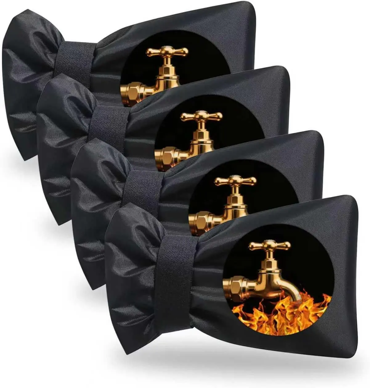 Outdoor Faucet Covers for Winter Freeze Protection,6.7" W x 8.3" H Outside Garden Faucet Socks for Winter Waterproof Reusable Hose Bibs Insulated Spigot Cover, 4 Pack Black, Classic
