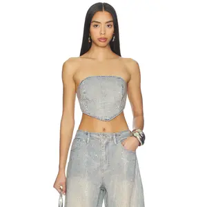 AFRM Sonoma Top in Dirty Grunge Wash