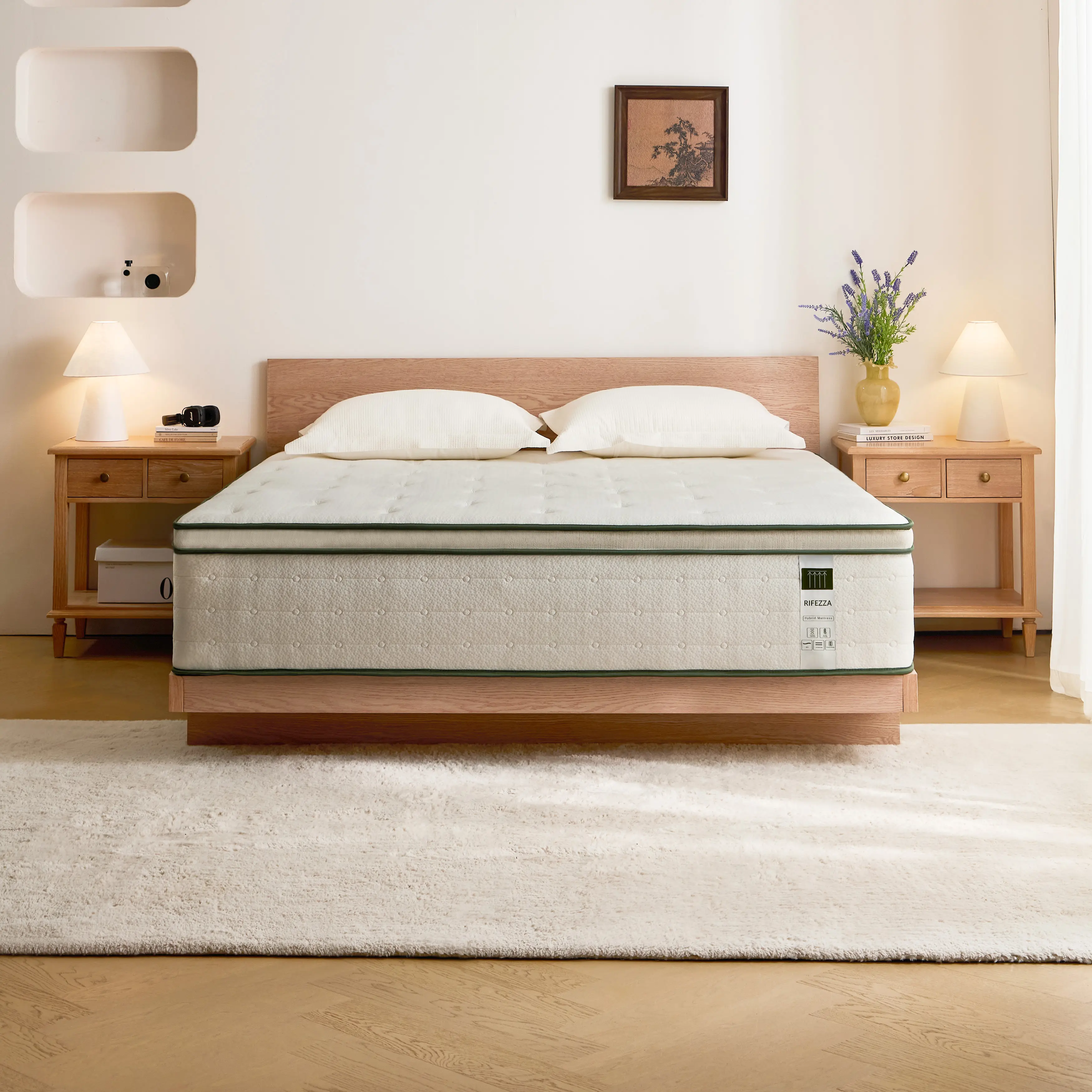 Back Pain Relief 14" Hybrid Mattress | Natural Latex + Gel Foam | Zoned Springs & Reinforced Edge | Medium-Firm Ergonomic Support