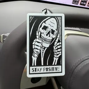 Funny Creepy Spooky Skull Decor Sign, Gothic Grunge Car Air Freshener Vent Clip, Cartoon Anime Rearview Mirror Hanging Charm