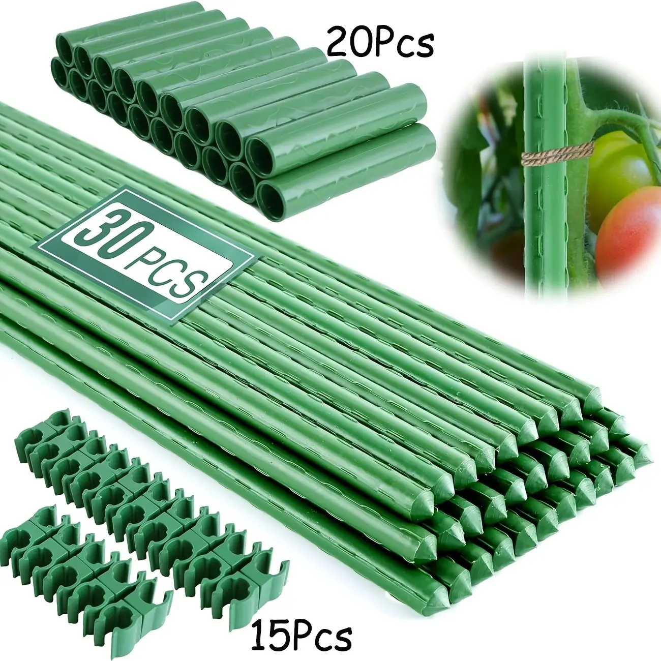 Garden Stakes Set, 65pcs/set Rust-proof Steel Vegetable Support Stakes, DIY Organize Efficient Garden Climbing Plants Support Frame Set, Includes 30 Stakes, 20 Connectors and 15 Rotatable Clips, Garden Tools, Garden Support Structure Configurations