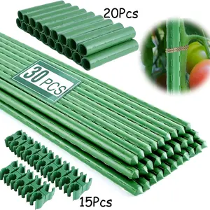Garden Stakes Set, 65pcs/set Rust-proof Steel Vegetable Support Stakes, DIY Garden Climbing Plants Support Frame Set, Includes 30 Stakes, 20 Connectors and 15 Rotatable Clips, Garden Tools