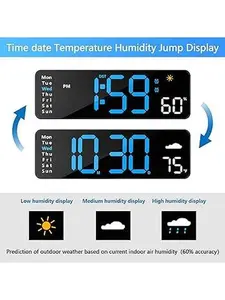 Digital Wall Clock with Remote Control Large Display LED Alarm Clocks 12/24Hr Date Week DST Timing Countdown Temperature for Living Room Bedroom Office Wall Decor