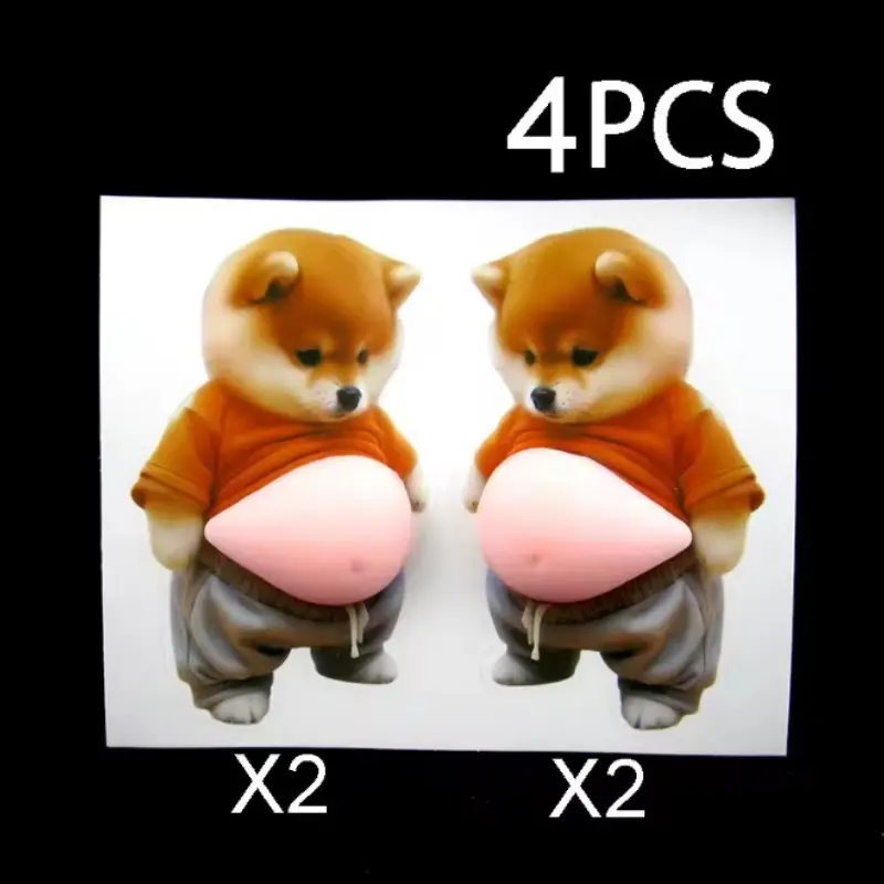 4pcs 3D Shiba Inu Belly Anti-Collision Pads, Soft Silicone Design, Stress Relief, Waterproof, Fits Multiple Surfaces, Home & Car Decor