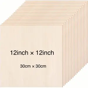 Premium Poplar Craft Board, 12x12 Inch Smooth Unfinished Wood, Ideal for Carving, Painting, DIY, Dyeing, Model Making, Creative Use
