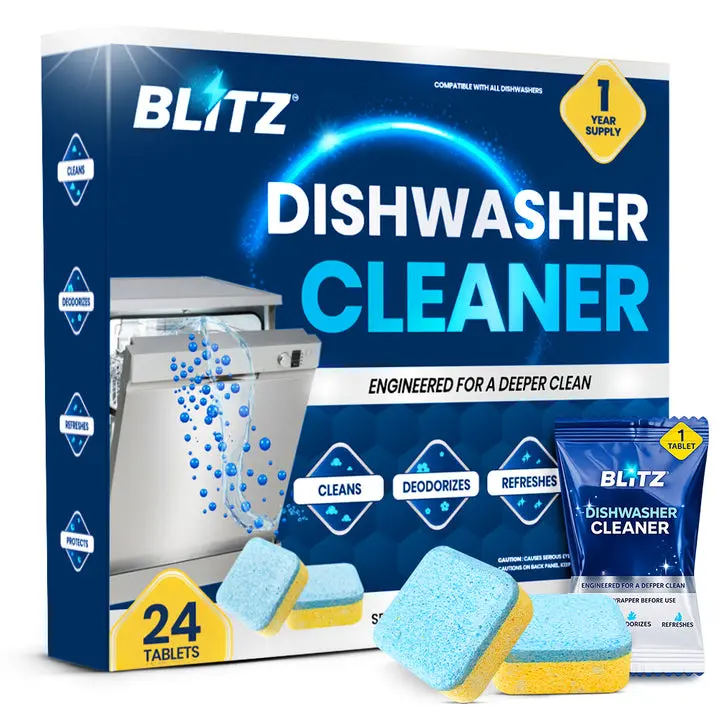BLITZ Unscented Dishwasher Cleaner - Non-Aerosol, Safe Fragrance-Free Scentless Kitchen Cleaner for Home Care, Effective at Removing Grime to Clean Kitchen Appliances, Cleaning, Fragrance-Free Kitchen Cleaners