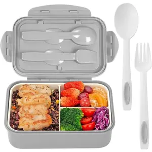 Bento Boxes for Adults - 1100 ML Bento Lunch Box Container For  With Spoon & Fork - Durable Perfect Size for On-the-Go Meal, and Food-Safe Materials