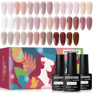 JODSONE 23PCS Gel Nail Set 20 translucent Jelly Color Natural and Elegant Long Lasting Suitable for Home and Salon