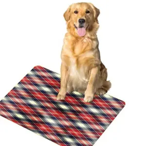 Pet Feeding Mat Red Blue White Plaid Pattern Dog Cat Feeding Pad Essential Pet Accessory For Indoor Outdoor Use