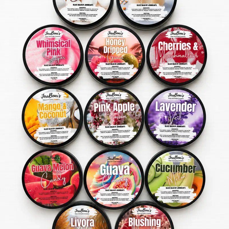 JerrBear's Build Your Own Glaze Balm Sampler Multi-Pack - 1oz, 10-20 Balms, Luxury Scented, Hydrating Moisturizer, Body Care Products, Eczema Relief for Cracked Heels, Non Toxic, Ammonia-Free, Choose Your Set