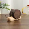 Wooden Snail Coaster Set, Creative Desktop Decor, Magnetic Heat-Resistant Mat for Pot, Bowl & Cup, Wood Coasters
