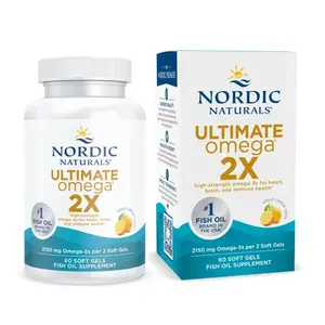 Nordic Naturals Ultimate Omega 2X - Omega for Heart, Brain & Immune Health 60 Ct Soft Gels Lemon Taste Non-GMO Gluten-Free