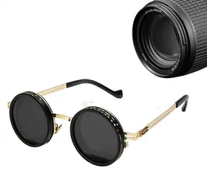 KIDGENIUS Polarized Round Sunglasses - ND9 Adjustable Dimming, UV400, Retro Punk, Men's Fishing & Outdoor Shades, Adjustable Fit