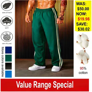 TOOD Selected Men’s Striped Joggers, 95% Cotton Blend Fabric, Resists Shape Change, Lightweight and Breathable, Suitable for Everyday Wear, Ideal for Spring Back-to-School, True Sizing, 249 - Flagship Track Pants