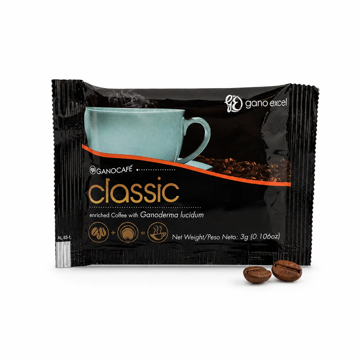Gano Excel Classic Instant Black Coffee with Ganoderma Lucidum Extract, Smooth Full-Bodied Coffee Blend