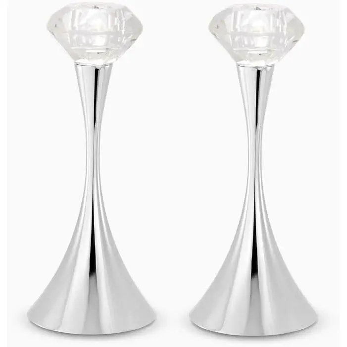 Elegant Crystal-Silver Plated Candlesticks - Luxurious Candle Holders for Home Decor, Garage, Kitchen, Office, Study, Anniversary Events, Event Decor