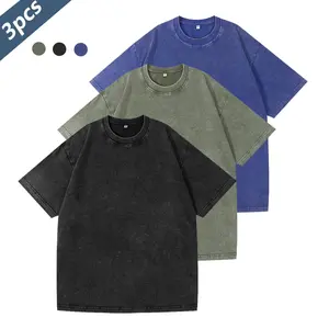 3-piece [American retro washed wind] old loose cotton short-sleeved T-shirt, multi-color basic daily wear top, same for men and women
