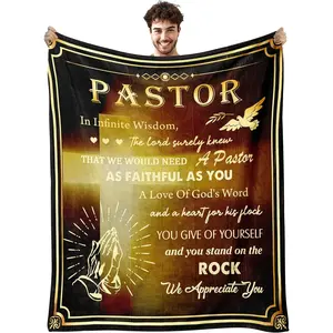 Pastor Appreciation Gifts, Pastor Gifts for Men, Unique Pastor Gifts, Pastor Birthday Gifts, Gifts for Pastor, Thank You Gift for Pastor, Christian Pastor Gifts Blanket 60"x50"(Gold)