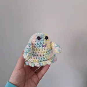 Pastel rainbow handmade plushie ghost crochet amigurumi