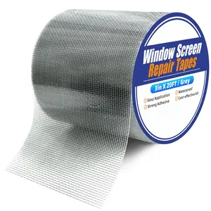 Grey Window Screen Repair Tape,3inX20FT Heavy Duty Screen Repair Kit for Window Screen and Screen Door Tears Holes,Strong Adhesive & Waterproof Window Screen Patch