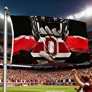 Ohio State Buckeyes Gear Flag Large Indoor Outdoor Banner with Helmet and Glove Design for Game Day Decor