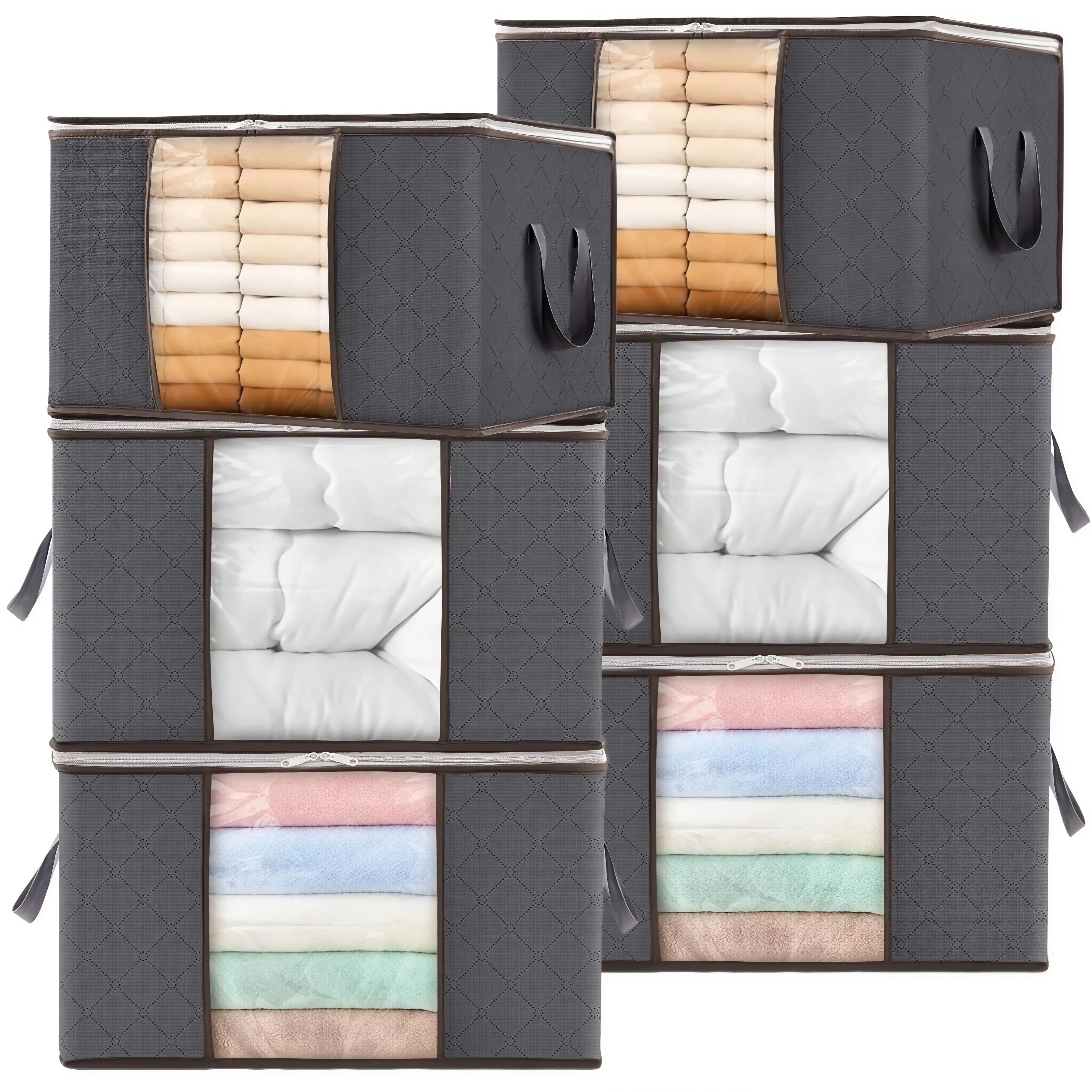 LMMAKE 6PCS Large Foldable Storage Bags with Reinforced Handles, Home Closet Organizers for Clothes, Blankets, Toys tiktokshopbacktoschool