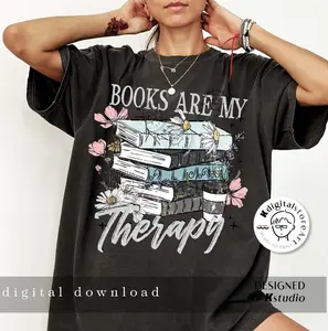 Book Are My Therapy Shirt, Flower Book Sweatshirt, Book Lover Gift