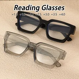 Women's Plastic Square Wide-Bordered Full Frame Glasses, Transparent Frames, Simple Rectangular Design, Clear Vision Lenses, Fashionable Frames Glasses