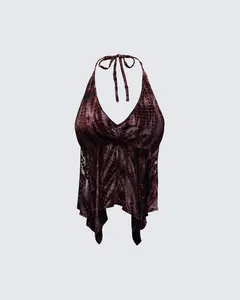 Kerensa Brown Mesh Halter Top