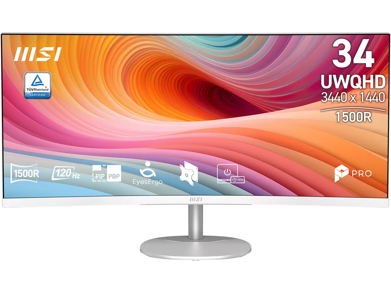 MSI 34 inch UltraWide QHD 2K 1440P 120Hz Adaptive Sync 1ms HDR Ready Built-in Speaker White Curved Computer Monitor PRO MP341CQW E12 MSI 34 inch UltraWide QHD 2K 1440P 120Hz Adaptive Sync 1ms HDR Ready Built-in Speaker White Curved Computer Monitor PRO MP341CQW E12
