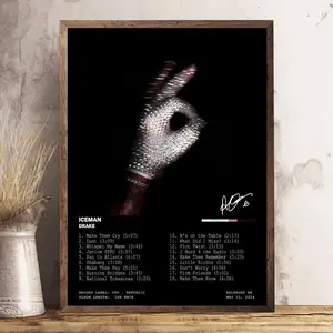 [Unframe] Drake ICEMAN Album Poster, OVO Hip Hop Wall Art, Rap Album Cover Print, Modern Music Bedroom Decor, Gift for Drake Fans